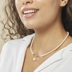 Collier Emma-lisa Or Jaune Perle De Culture-Histoire d'Or New