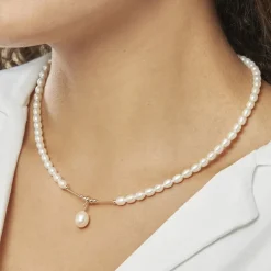 Collier Emma-lisa Or Jaune Perle De Culture-Histoire d'Or New