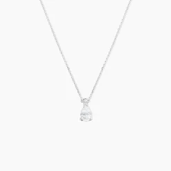 Collier Enis Or Blanc Oxyde De Zirconium Et Olivine-Histoire d'Or Online