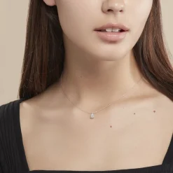 Collier Enis Or Blanc Oxyde De Zirconium Et Olivine-Histoire d'Or Online