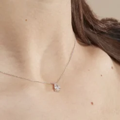 Collier Enis Or Blanc Oxyde De Zirconium Et Olivine-Histoire d'Or Online