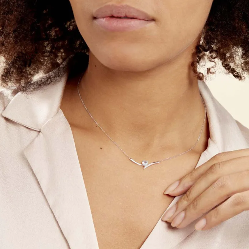 Collier Eva Or Blanc Topaze Et Oxyde De Zirconium-Histoire d'Or Best