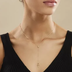 Collier Evelina Croix Maille Boule Or Jaune-Histoire d'Or New