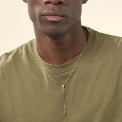 Collier Evelina Croix Maille Boule Or Jaune-Histoire d'Or New