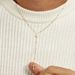 Collier Evelina Croix Maille Boule Or Jaune-Histoire d'Or New