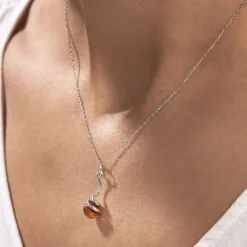 Collier Famata Argent Blanc Ambre-Histoire d'Or New