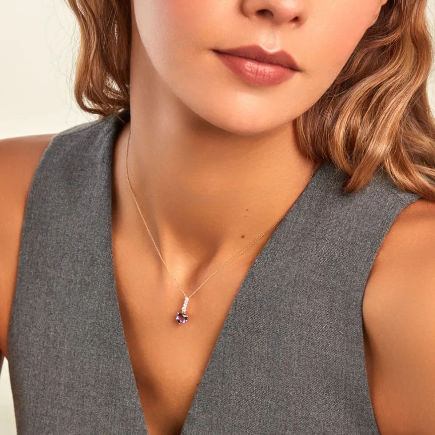 Collier Fany Or Jaune Améthyste Oxyde De Zirconium-Histoire d'Or Sale