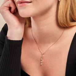 Histoire d'Or Collier Gold Chandelier Plaqué Or Doré Oxyde De Zirconium