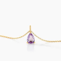 Histoire d'Or Collier Goutte Or Jaune Amethyste