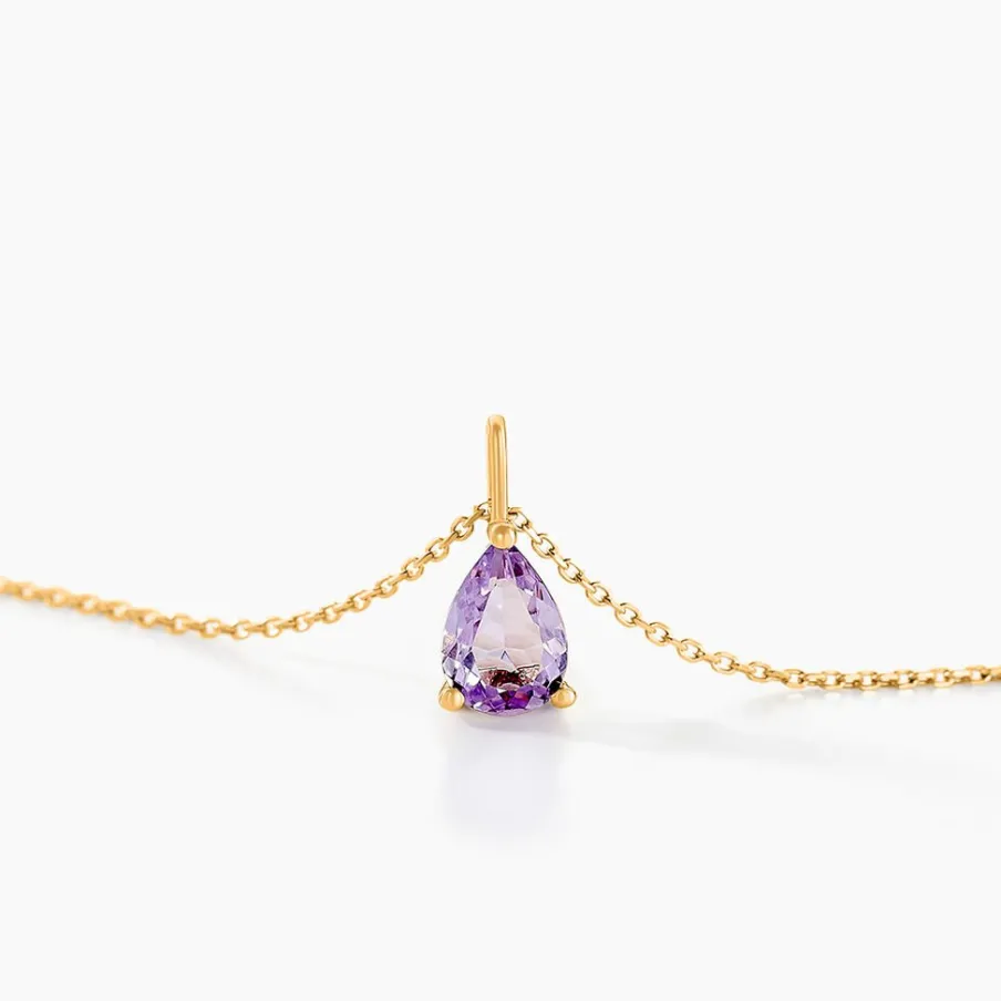 Histoire d'Or Collier Goutte Or Jaune Amethyste