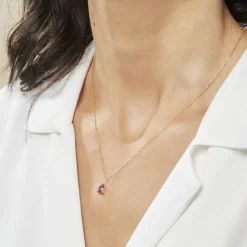 Histoire d'Or Collier Goutte Or Jaune Amethyste