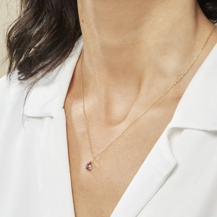 Histoire d'Or Collier Goutte Or Jaune Amethyste