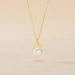 Collier Helin Or Jaune Perle De Culture Et Oxyde De Zirconium-Histoire d'Or