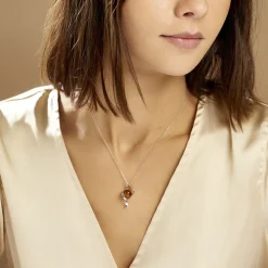 Histoire d'Or Collier Hilarionne Argent Blanc Ambre