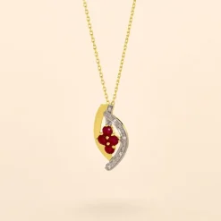 Collier Hoela Or Jaune Diamant Et Rubis-Histoire d'Or Sale