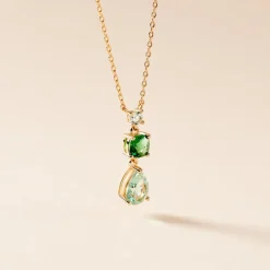 Histoire d'Or Collier Huffie Plaqué Or Jaune Pierre D'imitation