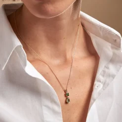 Histoire d'Or Collier Huffie Plaqué Or Jaune Pierre D'imitation