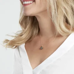 Histoire d'Or Collier Jodocus Or Jaune Perle De Tahiti Oxyde Zirconium