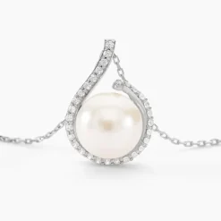 Histoire d'Or Collier Lucinda Or Blanc Perle De Culture Et Oxyde De Zirconium