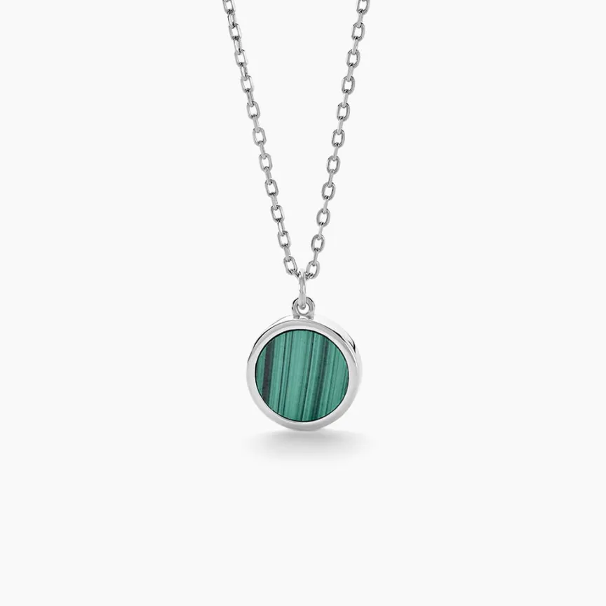 Collier Lunatique Argent Blanc Malachite Onyx-Histoire d'Or Best