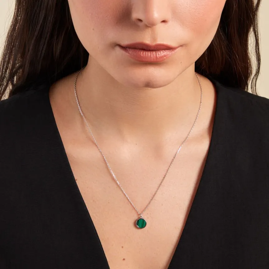 Collier Lunatique Argent Blanc Malachite Onyx-Histoire d'Or Best