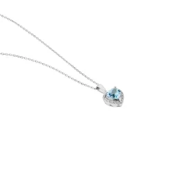 Histoire d'Or Collier Meliora Or Blanc Topaze Bleu Sky Oxyde De Zirconium