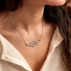 Histoire d'Or Collier Midnight Flower Argent Blanc Oxyde De Zirconium