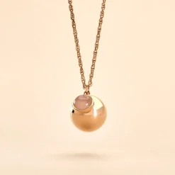 Histoire d'Or Collier My Bola Acier Rose Quartz