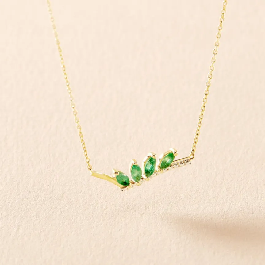 Collier Navette Or Jaune Emeraude Diamant-Histoire d'Or Outlet