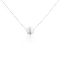 Histoire d'Or Collier Nina Cera Argent Blanc Strass Et Céramique