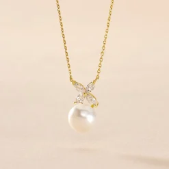 Histoire d'Or Collier Norah Or Jaune Perle De Culture Et Oxyde De Zirconium