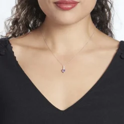 Histoire d'Or Collier Or Blanc Fany Améthyste Oxydes De Zirconium