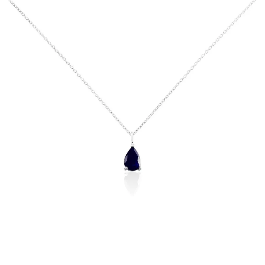 Collier Or Blanc Goutte Saphir-ADG Sale