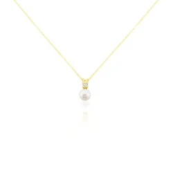 Histoire d'Or Collier Or Jaune Bragi Perle De Culture Oxyde De Zirconium