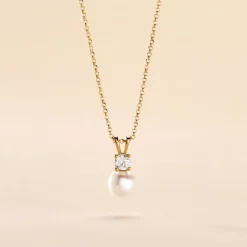 Histoire d'Or Collier Or Jaune Bragi Perle De Culture Oxyde De Zirconium