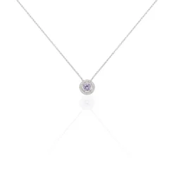 Histoire d'Or Collier Priscillya Or Blanc Amethyste Et Oxyde De Zirconium