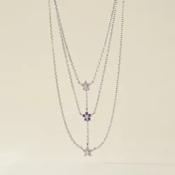 Collier Purple Bloom Argent Blanc Oxyde De Zirconium-Histoire d'Or Discount