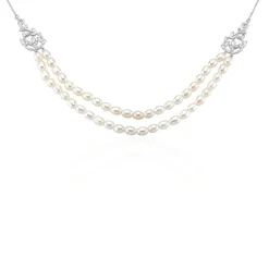 Histoire d'Or Collier Pygmalion Argent Blanc Oxyde De Zirconium Perle De Culture