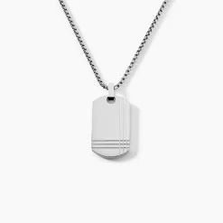 Histoire d'Or Collier Quadrillage Acier Blanc
