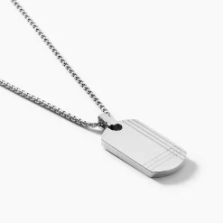 Histoire d'Or Collier Quadrillage Acier Blanc