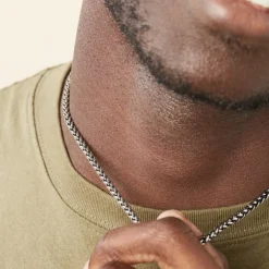 Histoire d'Or Collier Raph Maille Palmier Acier Gris