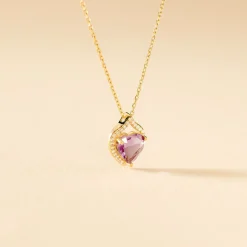 Histoire d'Or Collier Rosaline Or Jaune Amethyste Et Oxyde De Zirconium