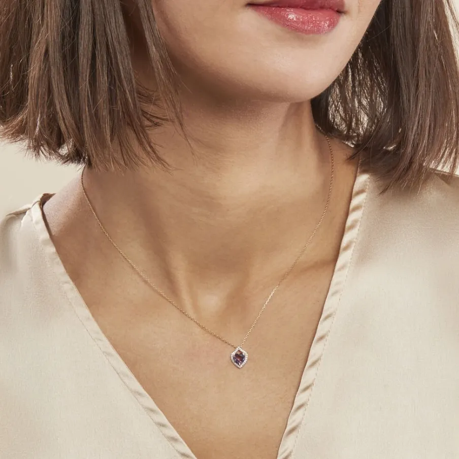 Histoire d'Or Collier Rosaline Or Jaune Amethyste Et Oxyde De Zirconium
