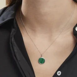 Histoire d'Or Collier Saül Argent Blanc Malachite