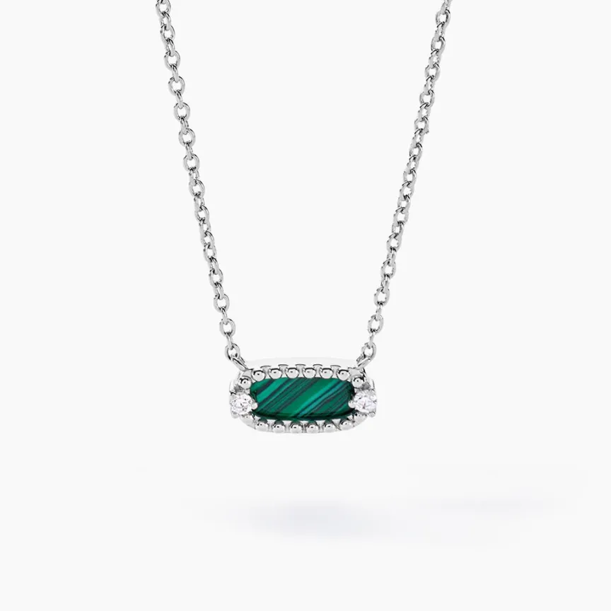 Collier Serafine Argent Blanc Malachite Oxyde De Zirconium-Histoire d'Or Discount