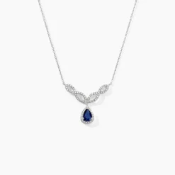 Histoire d'Or Collier Sissi Or Blanc Saphir Diamant