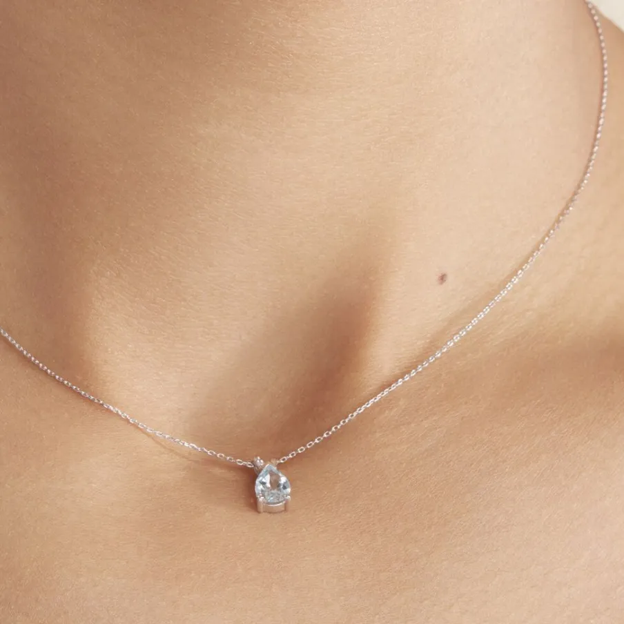 Histoire d'Or Collier Teresa Or Blanc Topaze Et Diamant