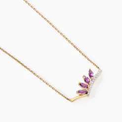 Collier Tiara Or Jaune Améthyste Oxyde De Zirconium-Histoire d'Or New