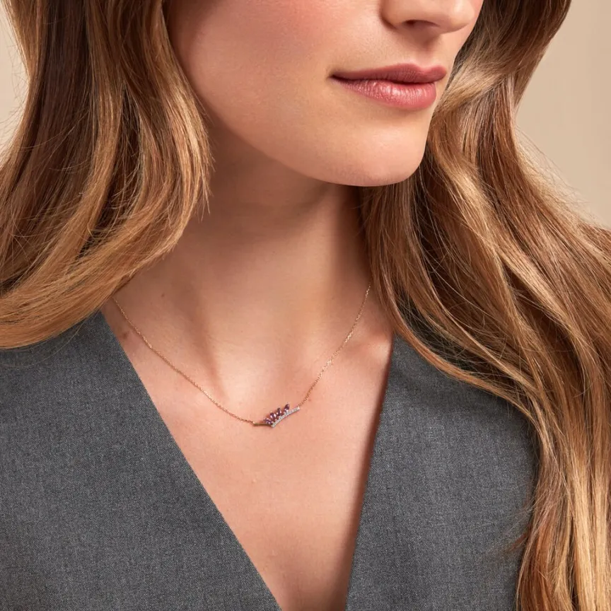 Collier Tiara Or Jaune Améthyste Oxyde De Zirconium-Histoire d'Or New