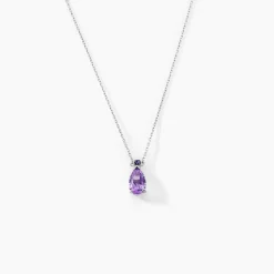 Histoire d'Or Collier Yrene Or Blanc Amethyste